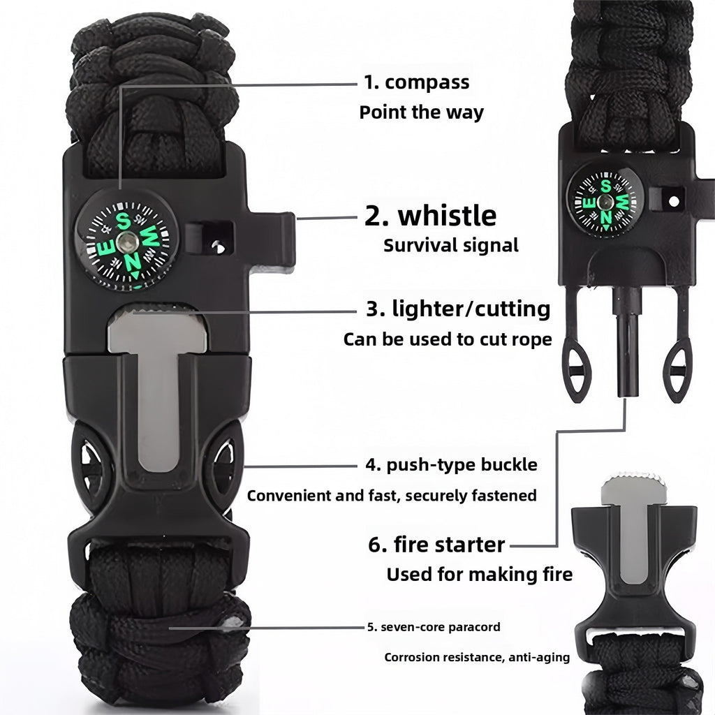 Multi-functional outdoor umbrella rope bracelet