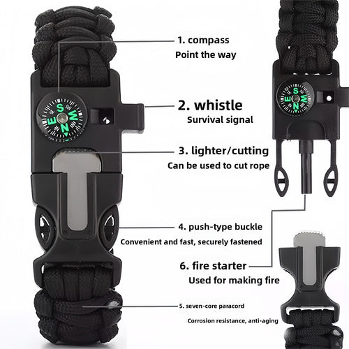 Multi-functional outdoor umbrella rope bracelet