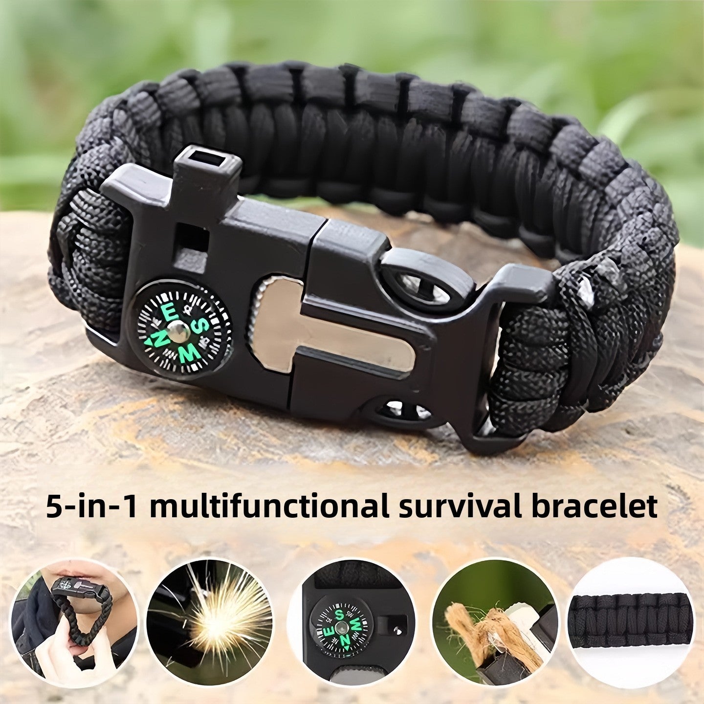 Multi-functional outdoor umbrella rope bracelet